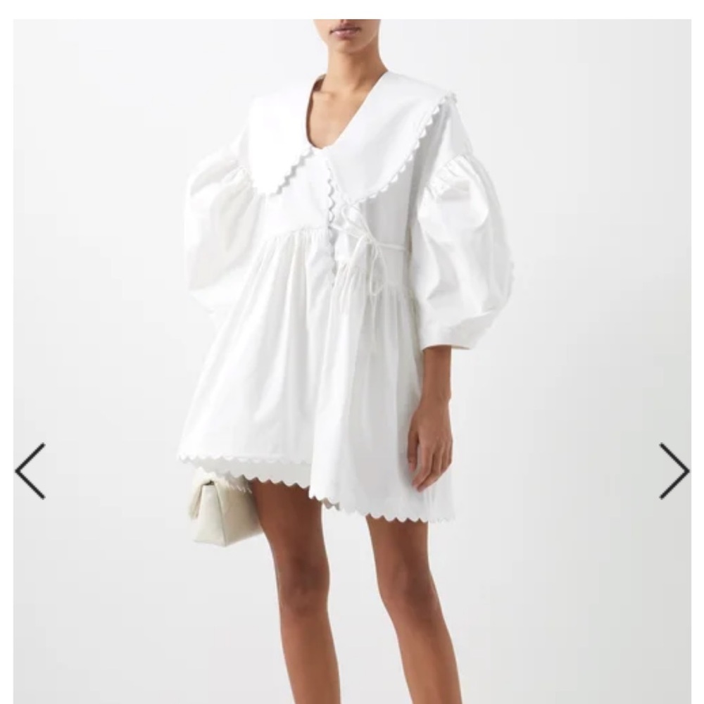 White wrap dress with large collar
